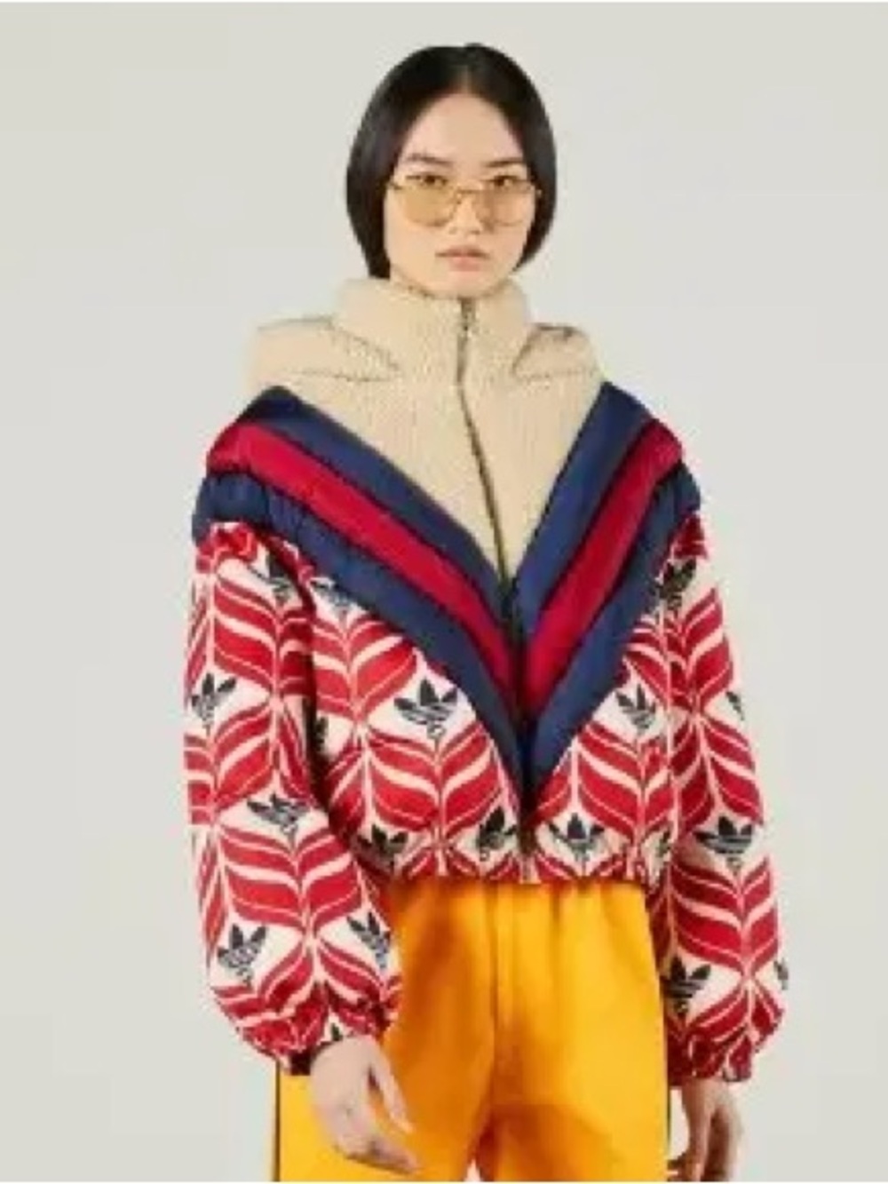 Gucci x Adidas | Apres Ski Collection 2023 Logo Puffer Shearling Jacket Size: 42